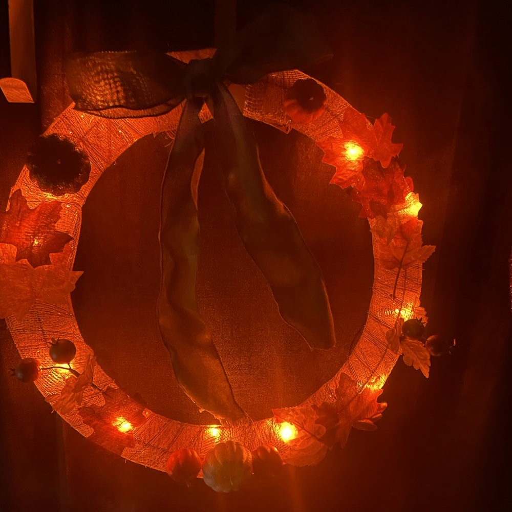 Festive Autumn Wreath with Lights